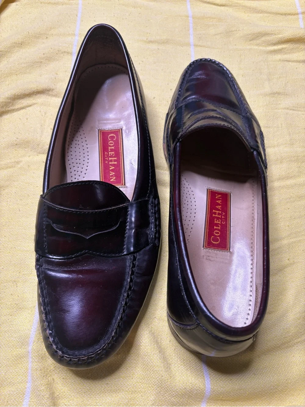 Cole Haan City Men's Cordovan Burgundy/Brown Classic Leather Penny Loafers